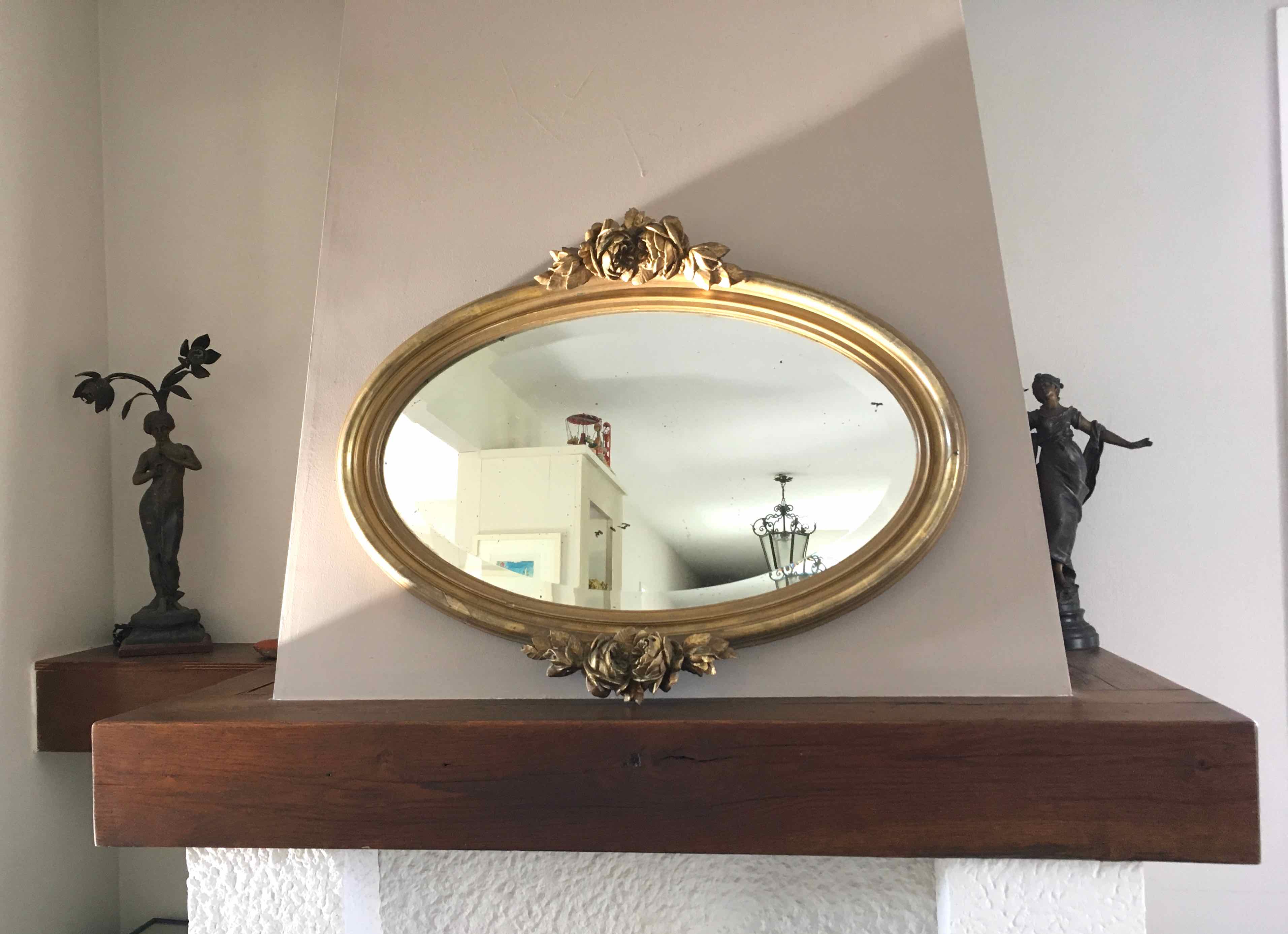 Oval mirror 30s gilded wood 80x62cm