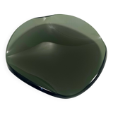 Centre de table / bol à bibelots en verre vert foncé épais, attribué à Fontana Arte