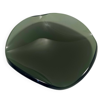 Thick Dark Green Glass Centerpiece / Trinket Bowl attr. to Fontana Arte, It