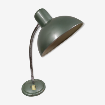Lampe de bureau à poser métal alu vert année 60 70 - fonctionne