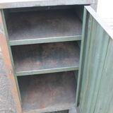 Grey industrial metal cabinet to be restored