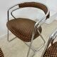 Set of 4 chrome tubular chairs Italian design from the 70s vintage fabric and metal