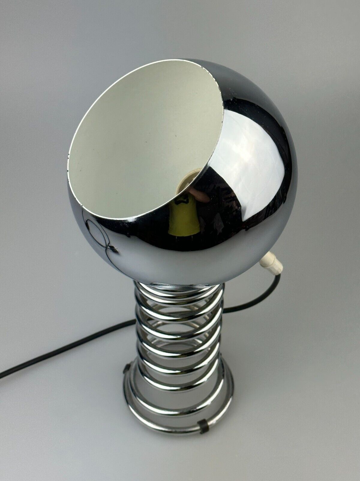 60s 70s table lamp ball lamp spring chrome metal space age design