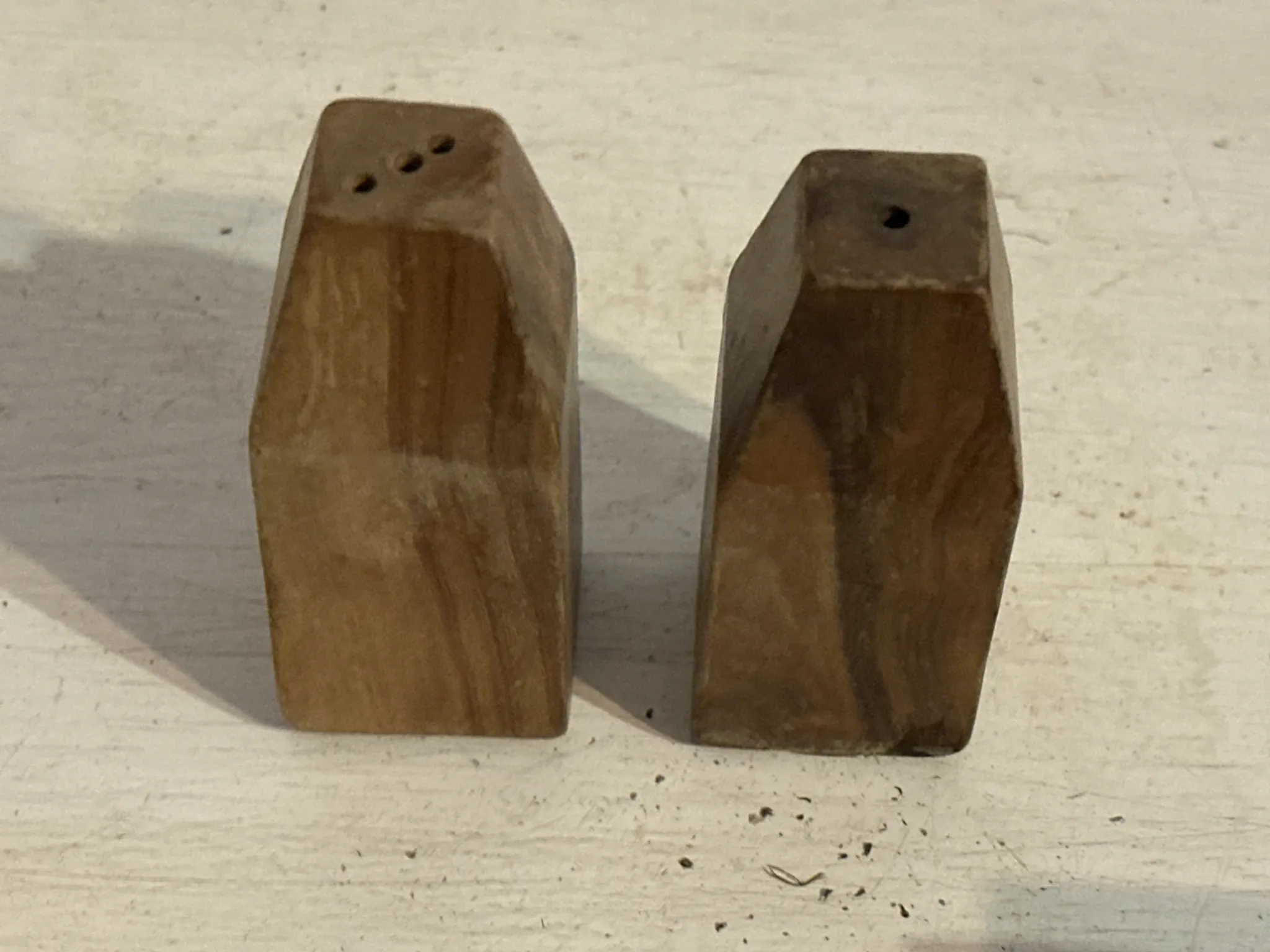 Service à condiments brutaliste en bois – Mid-Century années 50
