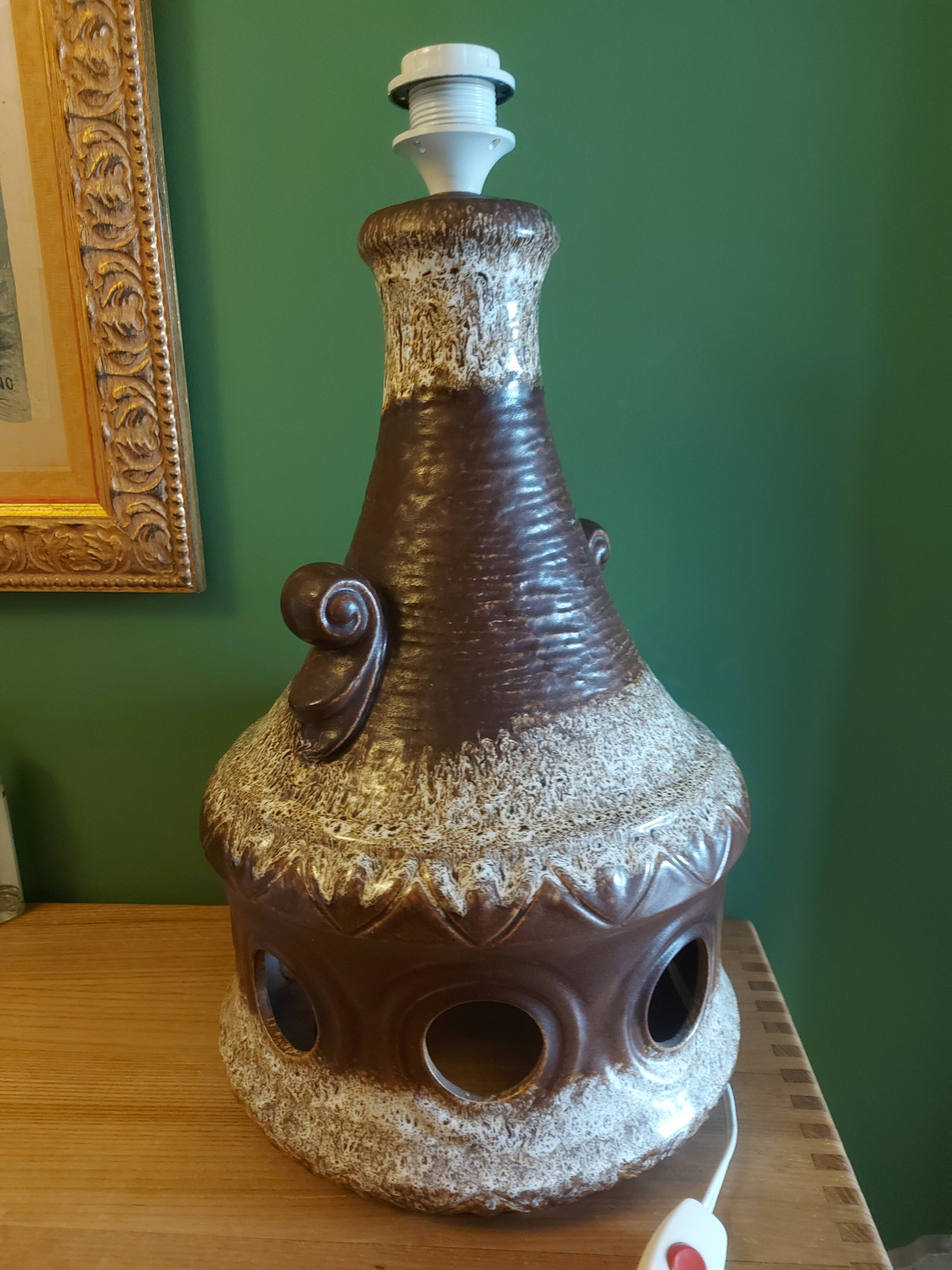Large vintage ceramic lamp stand70'S