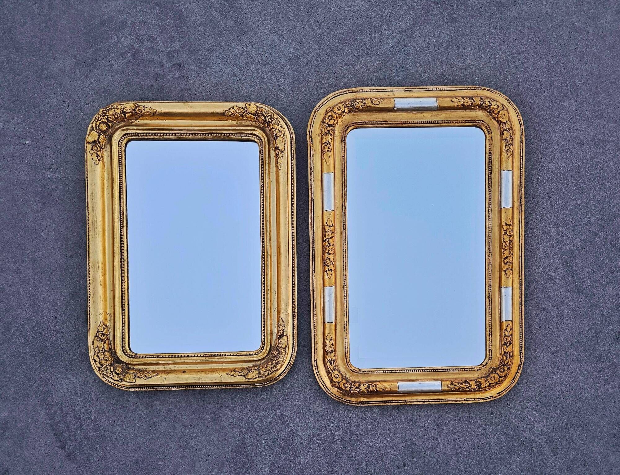 Large Biedermeier gilded mirror in faceted wood, circa 1840.
