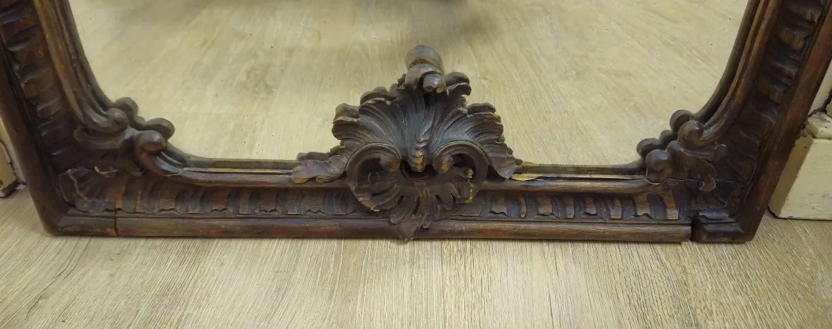 Large antique carved wooden mirror – Louis XV style – late 19th century