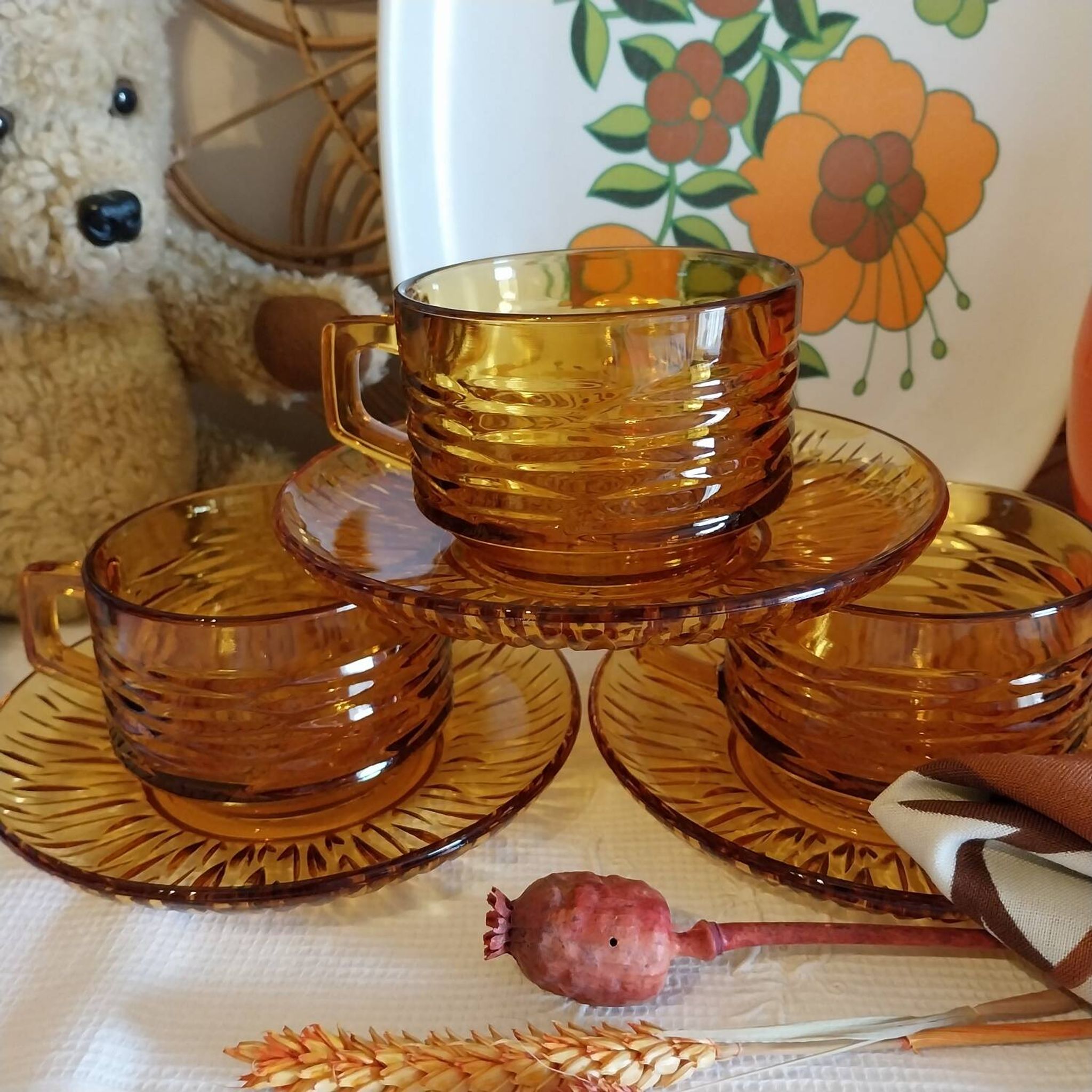 Large vintage glass cups by Vereco