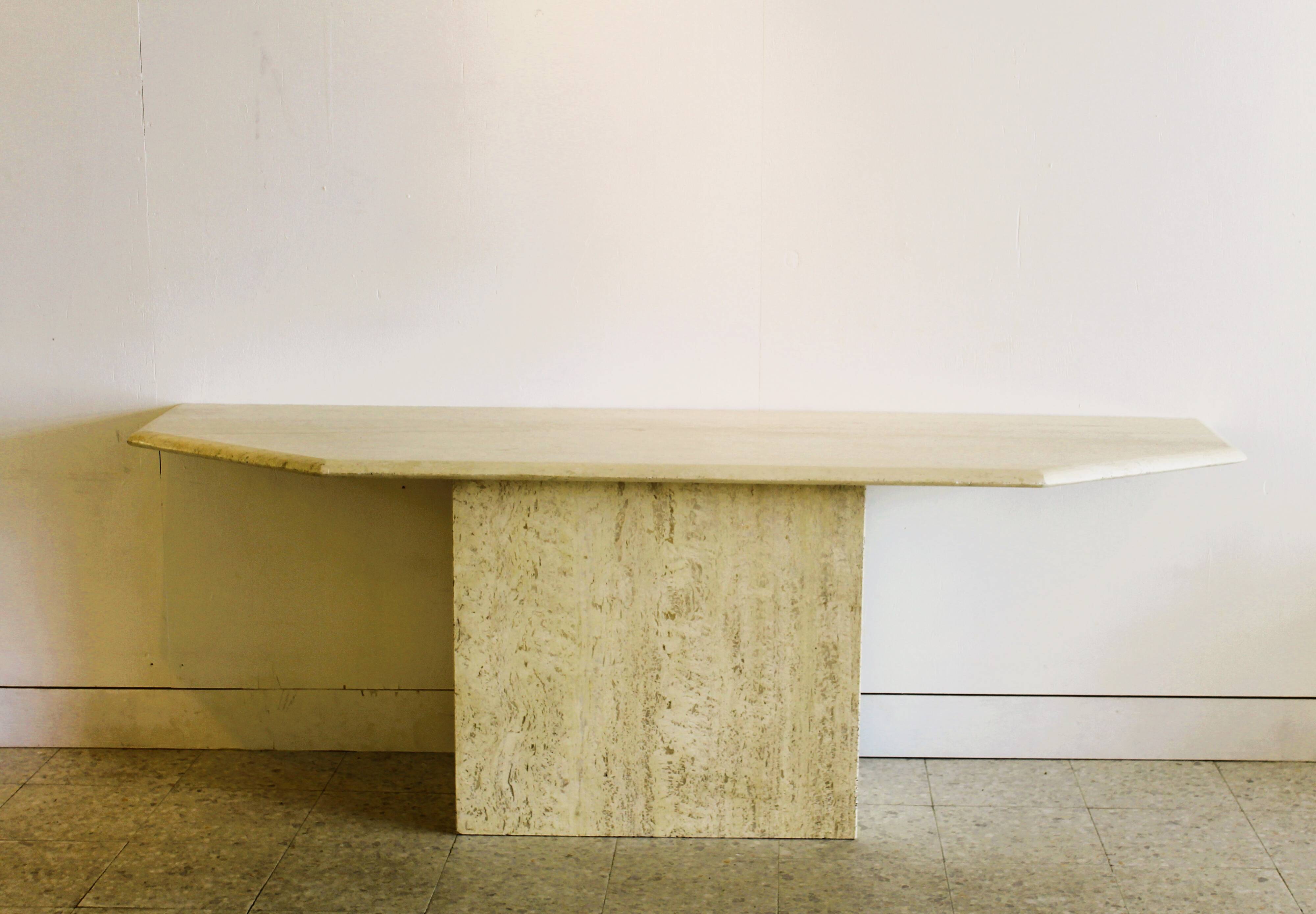 Very large travertine console, Italy, 1970s.