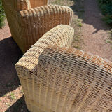 Large rattan armchairs