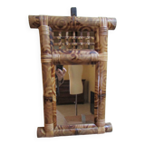 Rectangular bamboo and woven wicker mirror