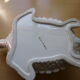 Pique flowers turtle in glazed white ceramic
