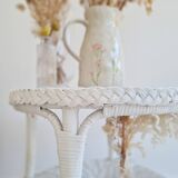 Antique white rattan side table