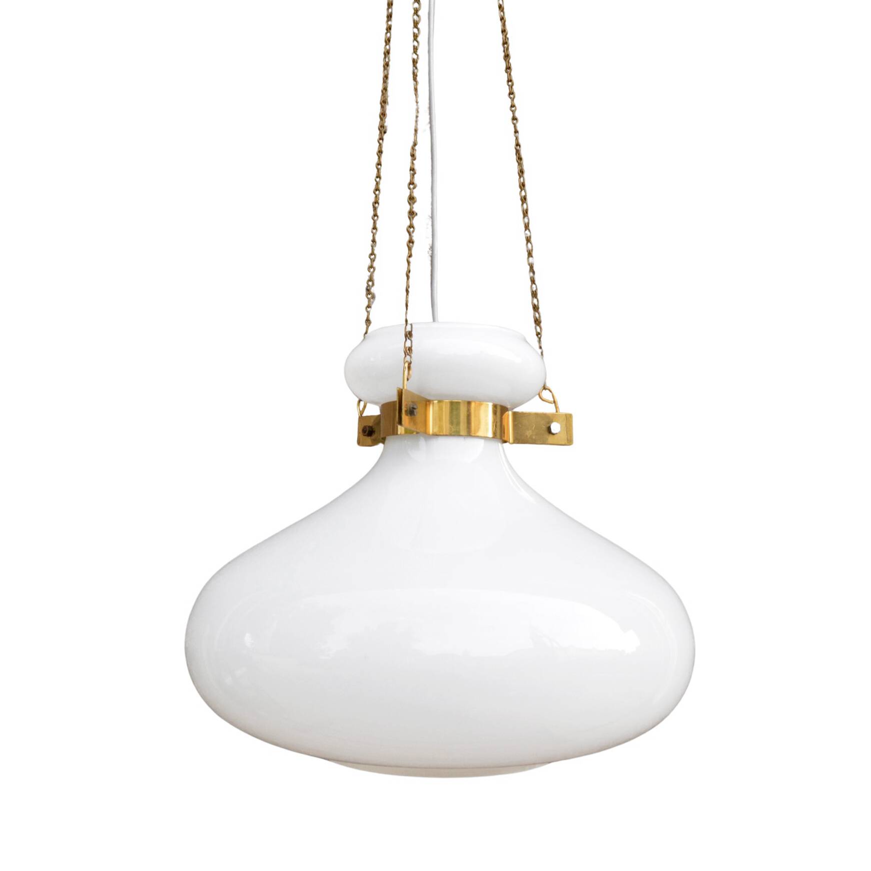 White, modernist chandelier Kamenický Šenov, Czechoslovakia, 1960s.