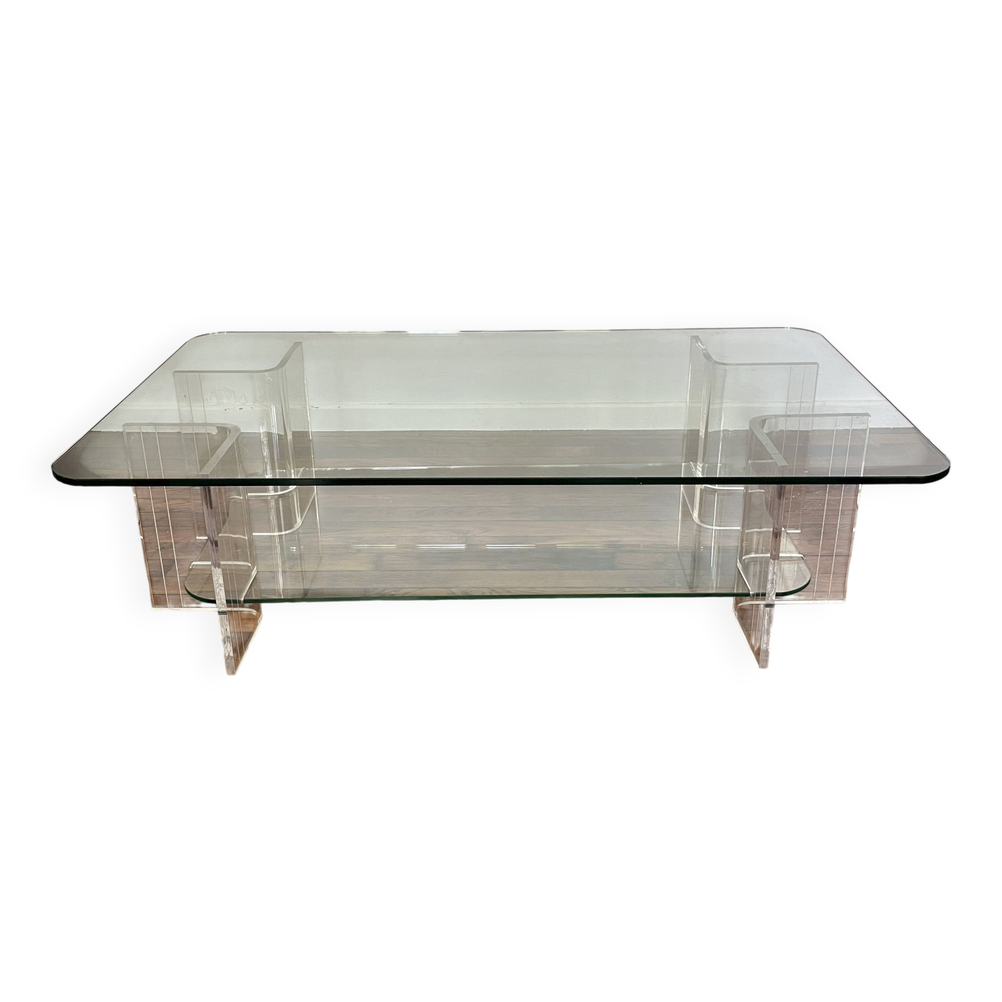 Table Basse en Verre et Plexi Vintage