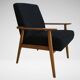 Vintage Mid Century Reupholstered Armchair in Black Fabric