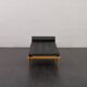 Danish mid century solid oak daybed in black leather, 1960s