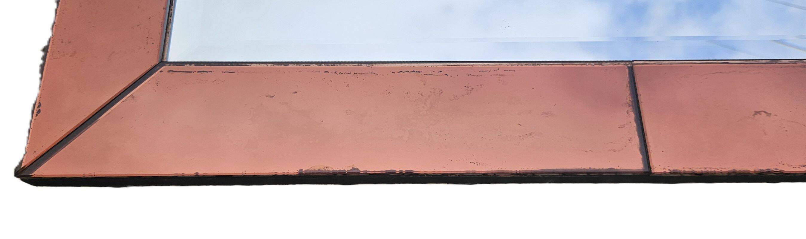 Amber-Colored Mirror with Visor, Jacques Adnet Style, Circa 1950