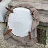 Fauteuil crapaud en toile vintage 1970