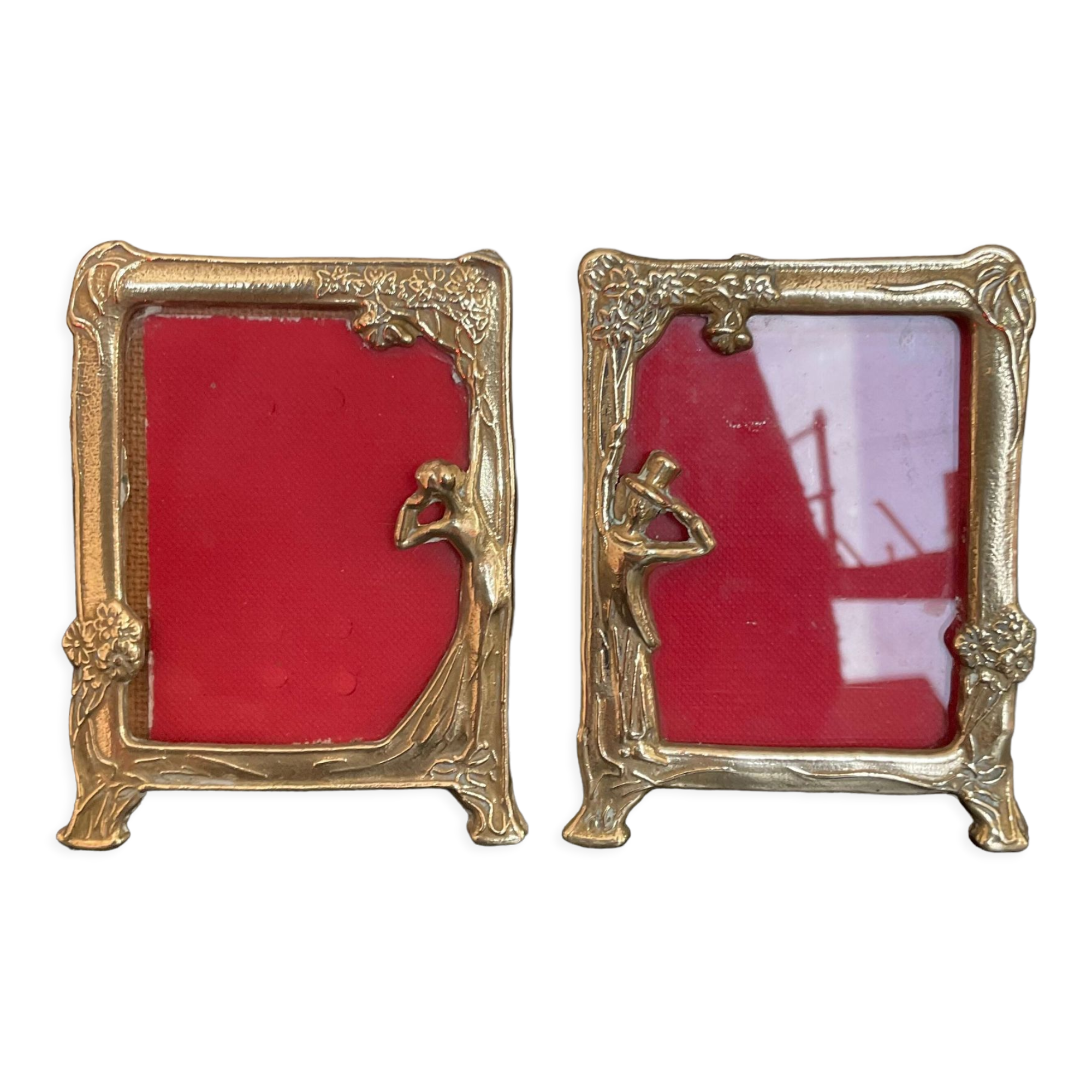 Duo of bronze art deco frames