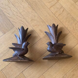 Carved wooden bird candlesticks - Black Forest