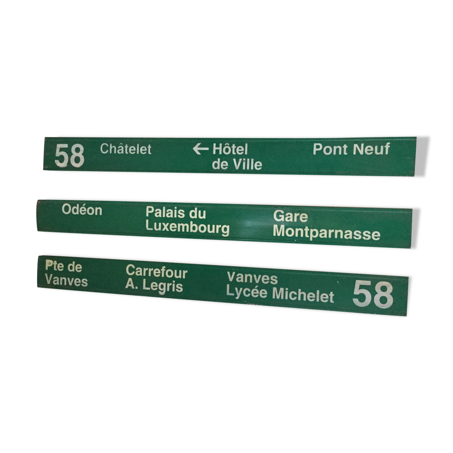 Plates vintage parisian bus signage