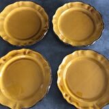 Set of 4 plates in earthenware of haute provence made yellow handmade 24.5 cm
