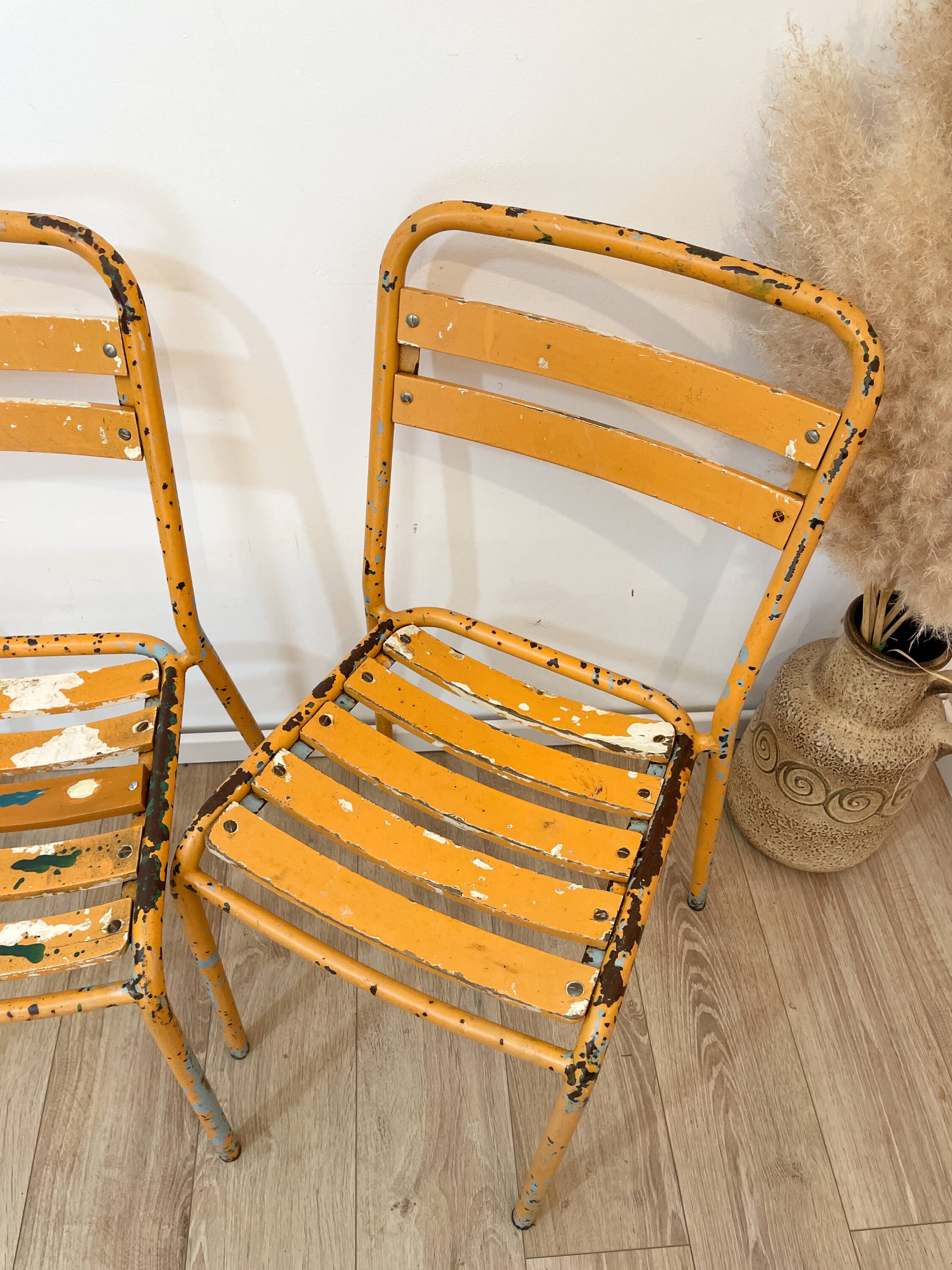 Pair of vintage bistro chairs "Street Art"