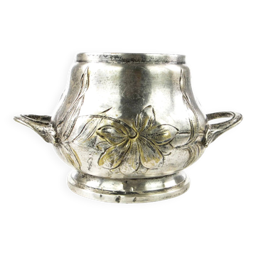 Art Nouveau sugar bowl, silver-plated brass, Germany, early 20th century