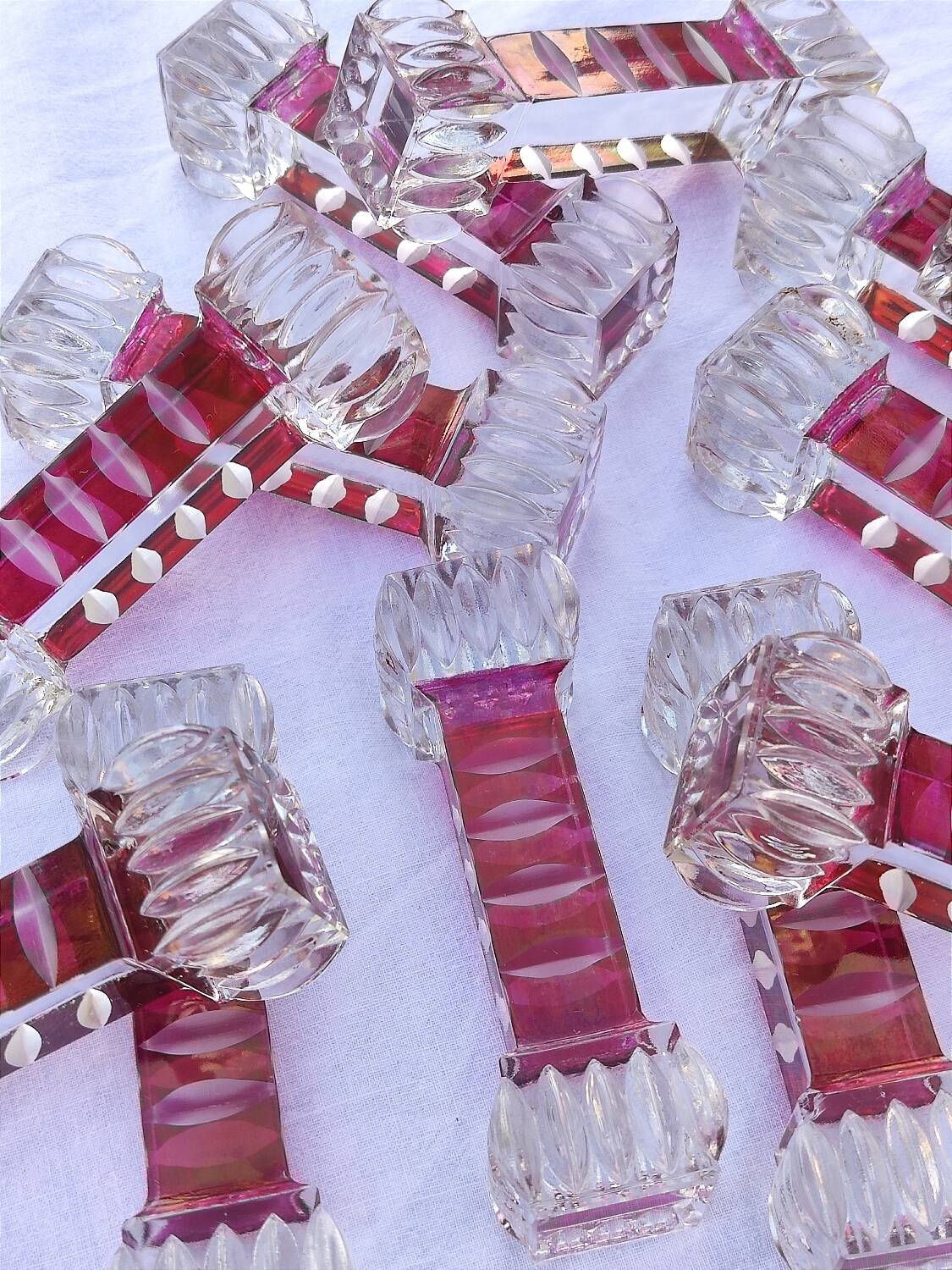 12 colored crystal knife holders - 1970