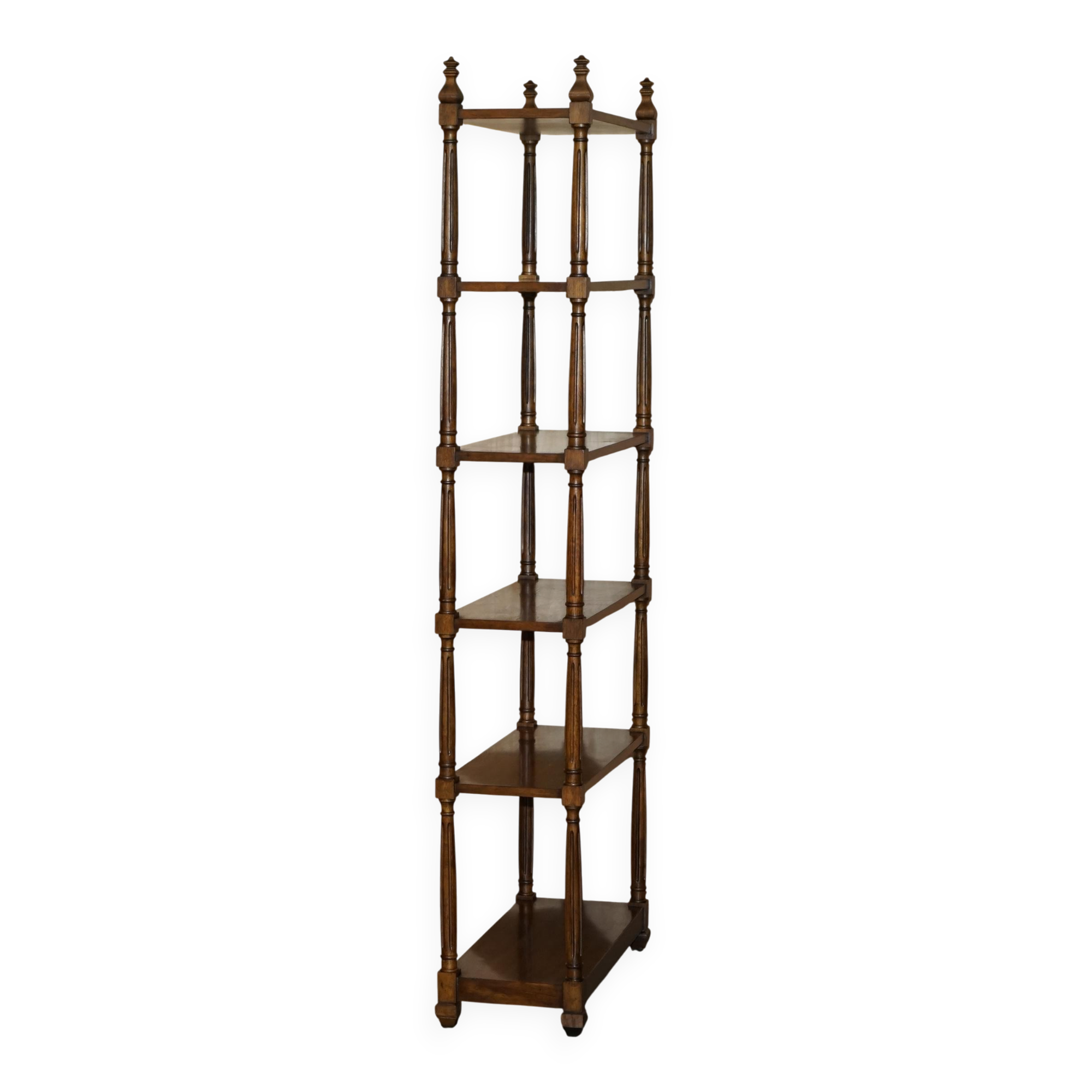 Bibliothèque vintage style Regency en acajou flammé 198 cm