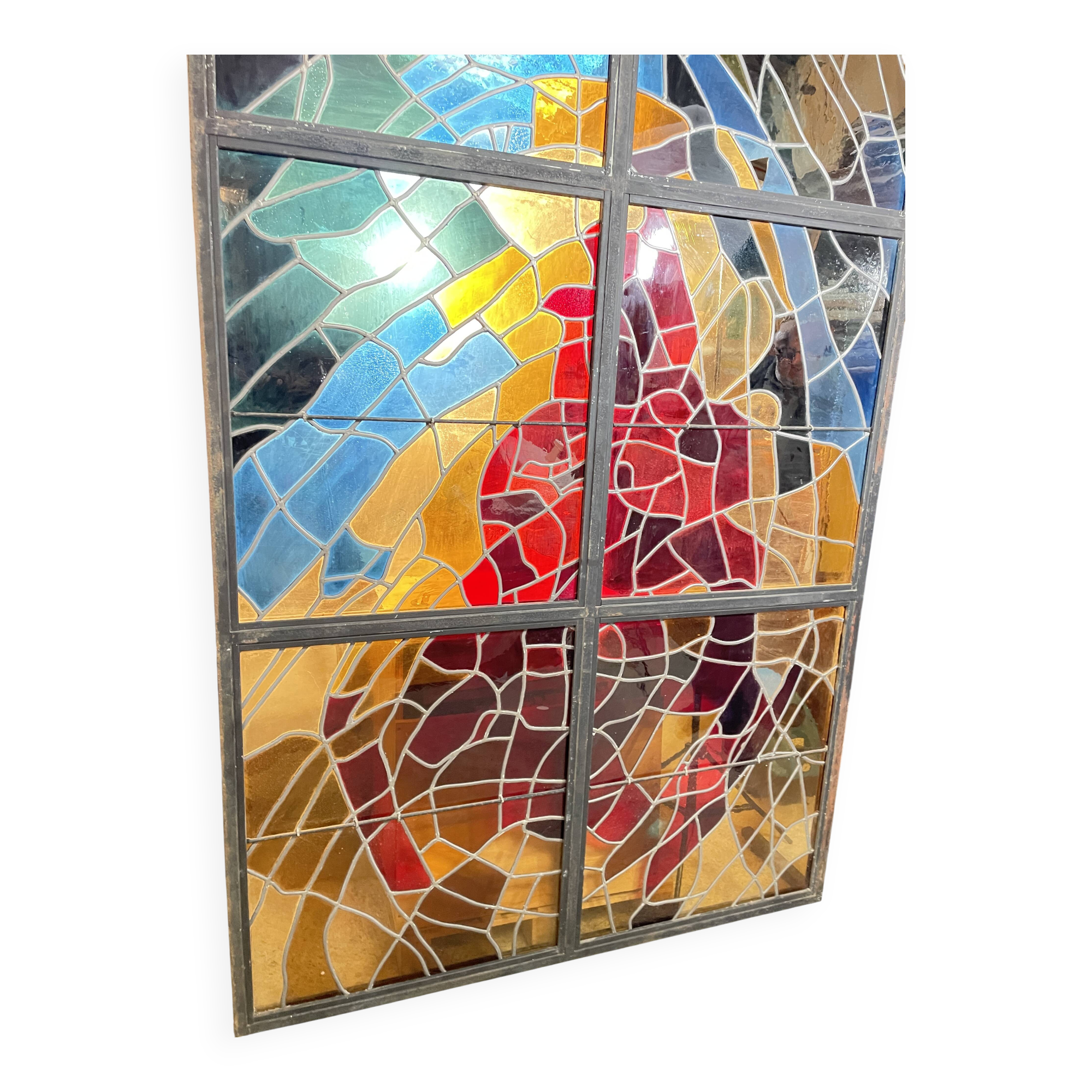 Contemporary art stained glass window by gérard hermet 280x160cm - maison lorin in char