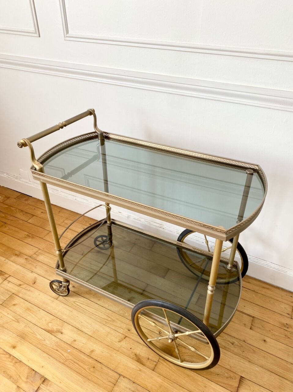 Rolling service gilded brass