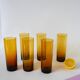 Lot de 6 verres ambrés Long Drink, 1970