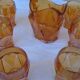 Old orange service pitcher & 6 glasses