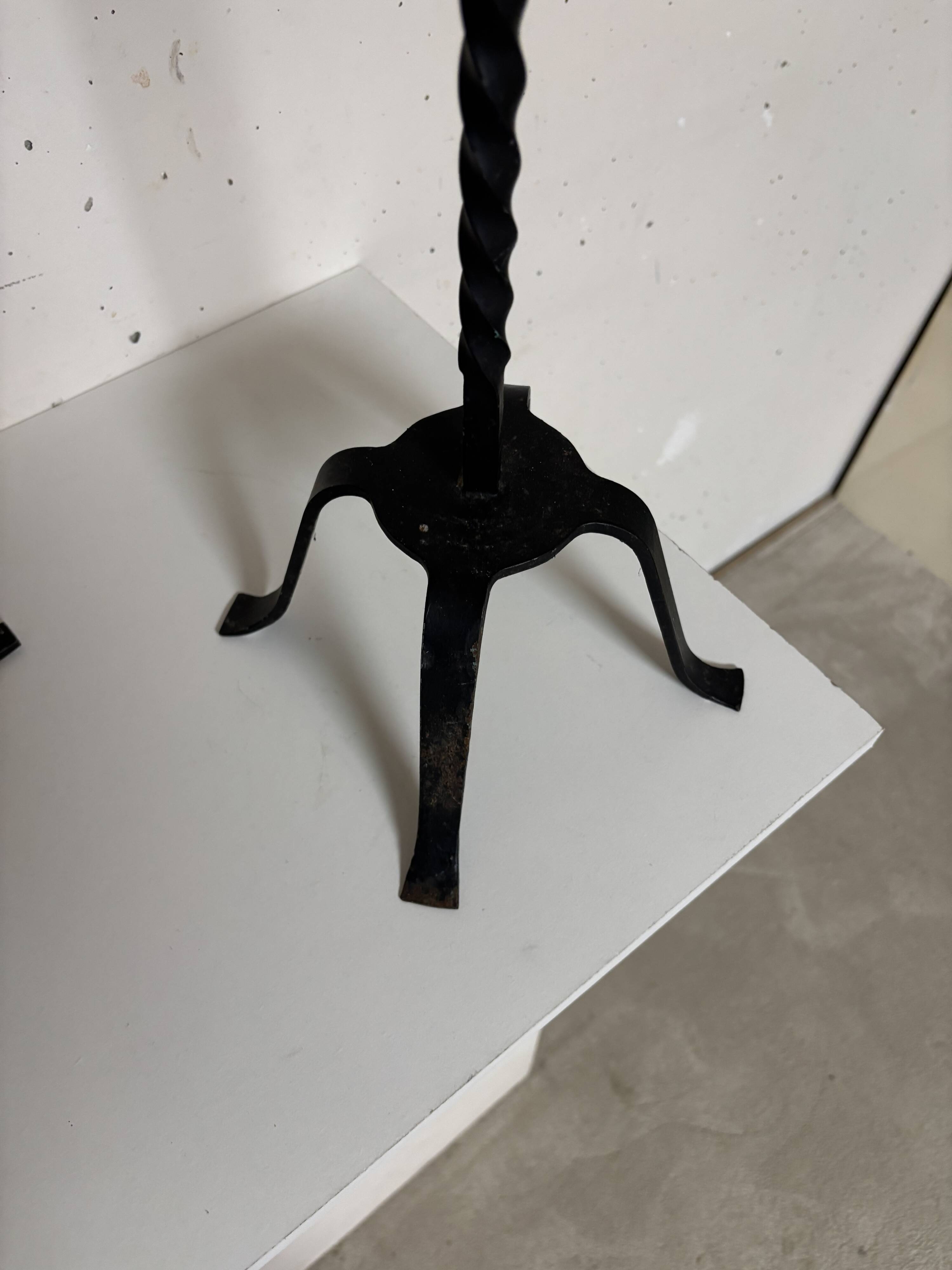 Pair of large iron candlesticks 1950