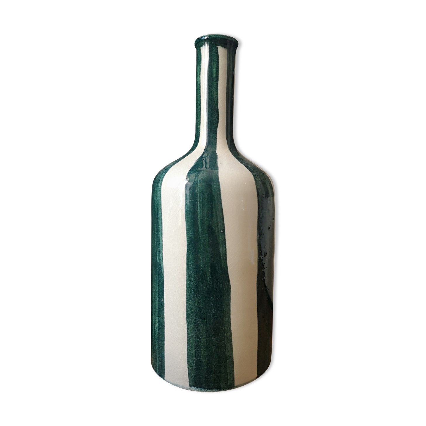 Enamelled ceramic vase, striped graphic design