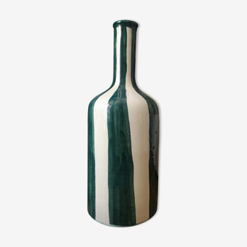 Enamelled ceramic vase, striped graphic design