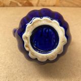 Antique alphonse mouton melon pitcher flamed ceramic blue vintage