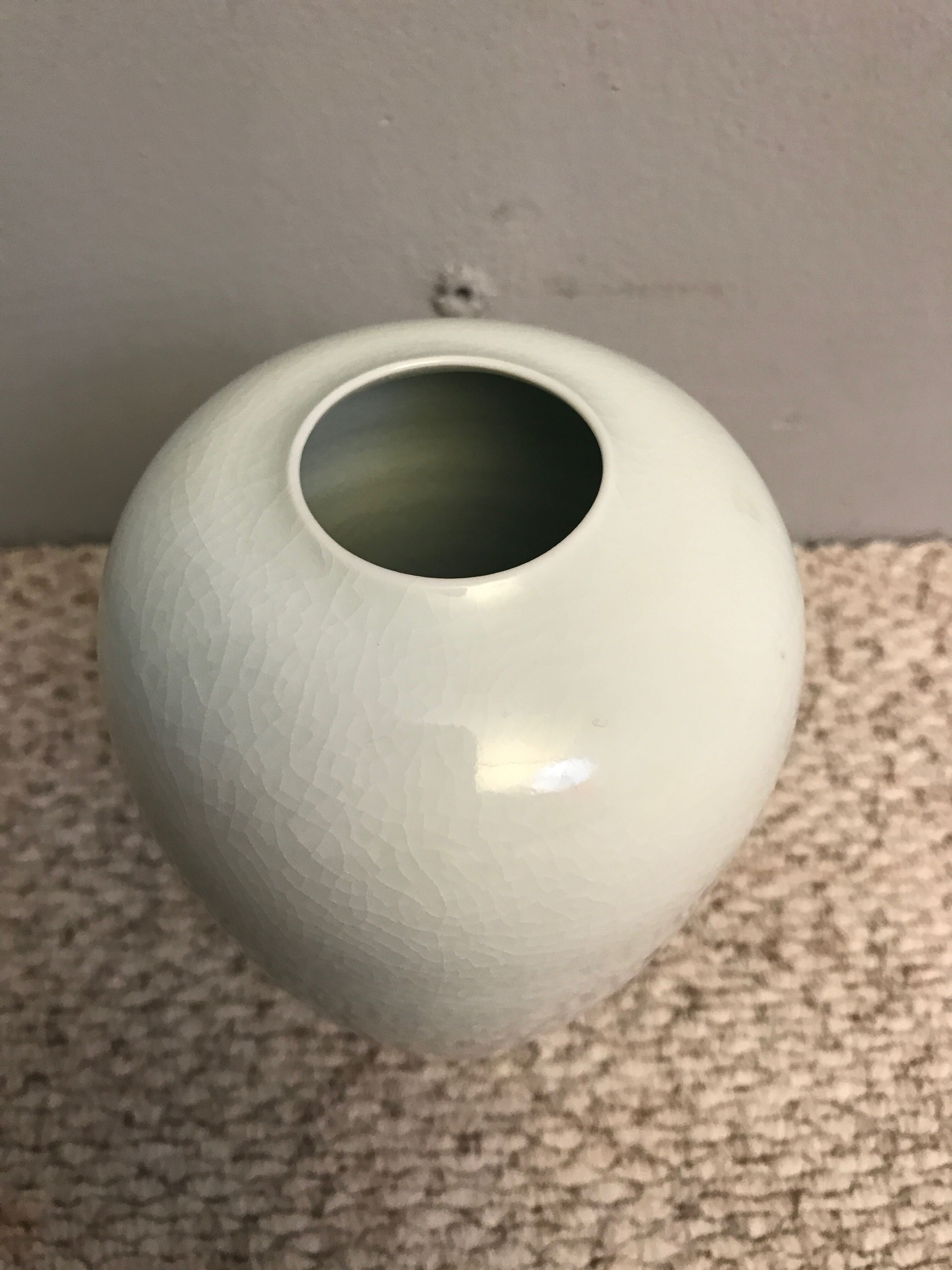 Cracked ceramic vase signed 1970