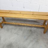 Set of 2 benches and 2 stools in pine, 1970s mountain style.