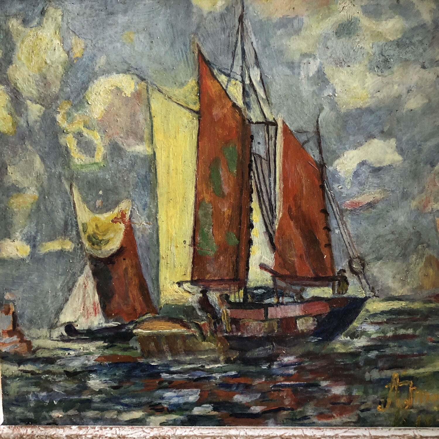 Marine table "The 3 sailboats"