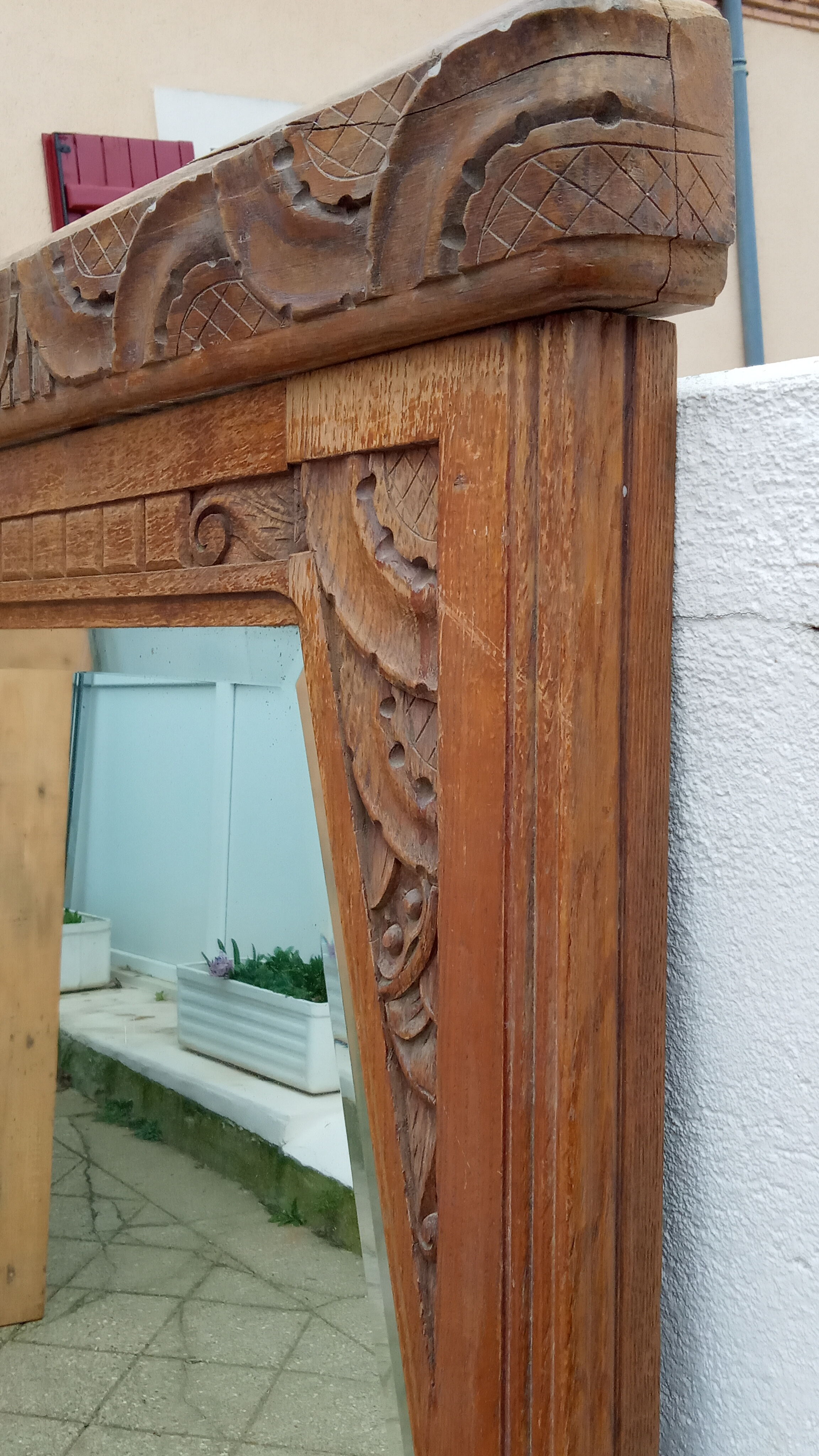 Art-Deco trumeau mirror in oak 79×124 cm