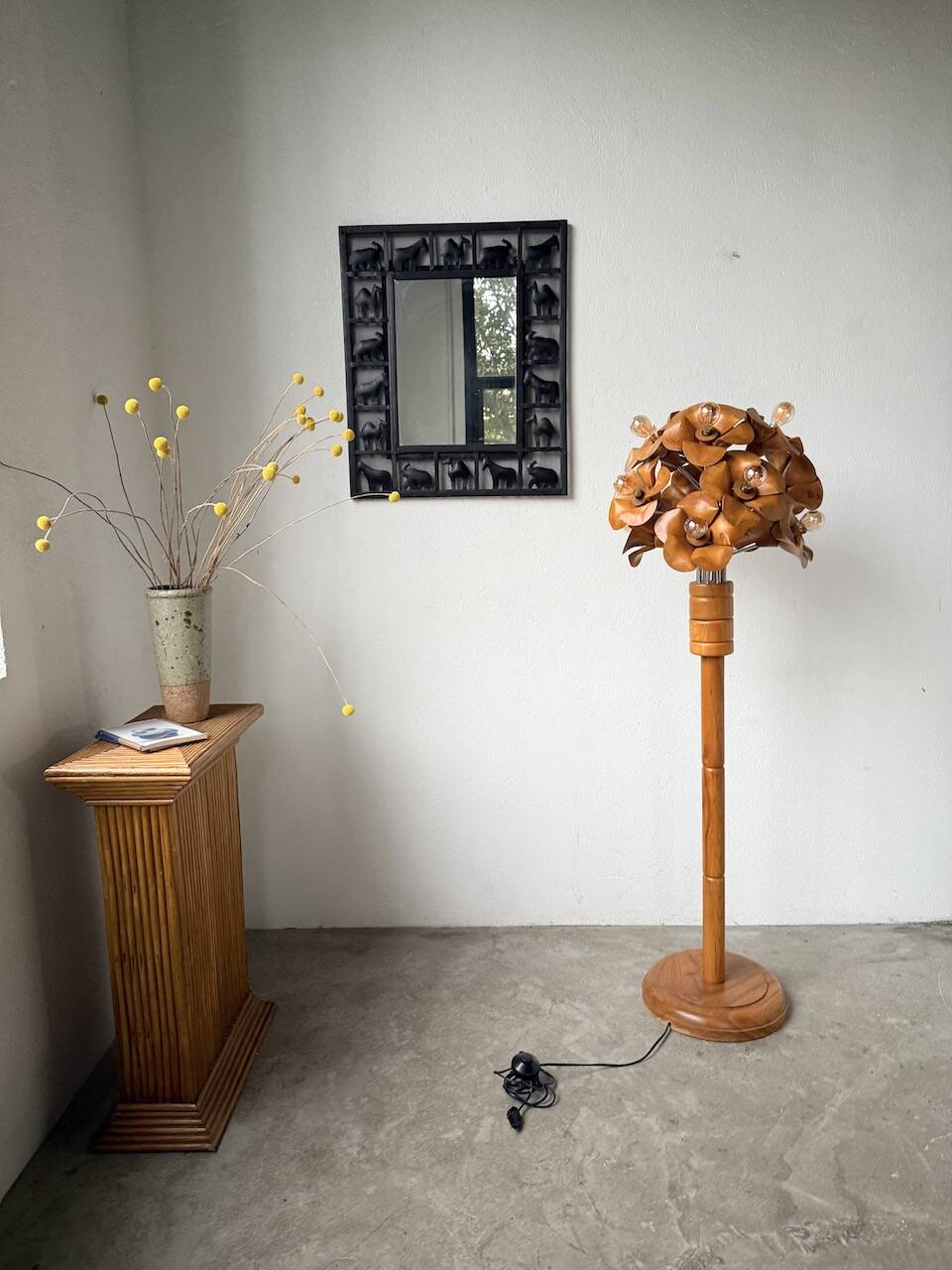 Ornamental floor lamp with "flower" patterns from the 1970s.