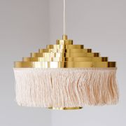Hans Agne Jakobsson silk and brass fringe pendant circa 1960.