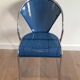 Set of 4 chairs chrome-based perforated metal blue color, around 1980