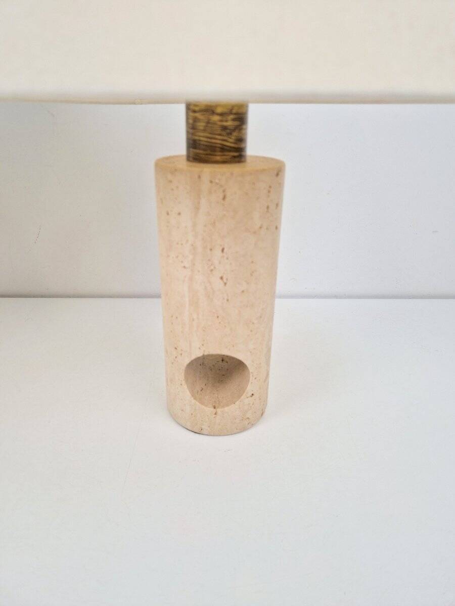 Vintage Travertine Brass Table Lamps attributed to Fratelli Mannelli, Italy, 1970s, Set of 2
