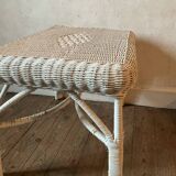 Vintage white rattan coffee table