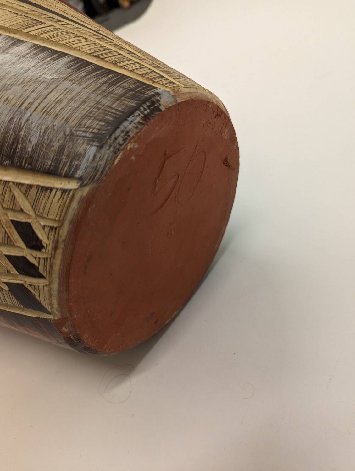 Large vintage ceramic vase abstract decor