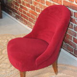 Red velvet toad armchair